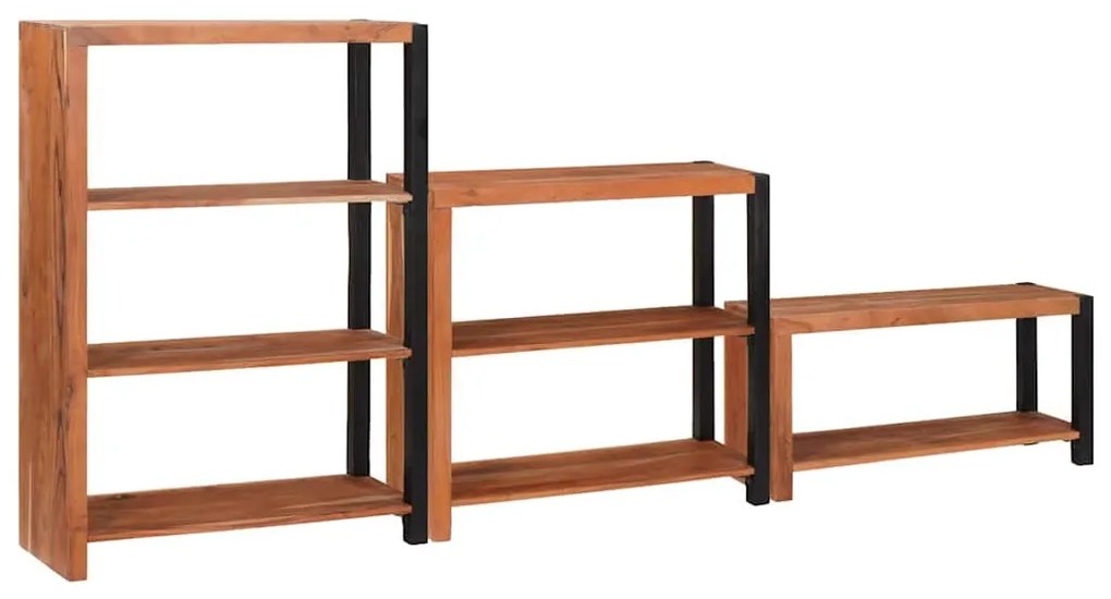 Könyvespolc 3 pcs Barna 80 x 30 x 110 cm Tömör akácfa