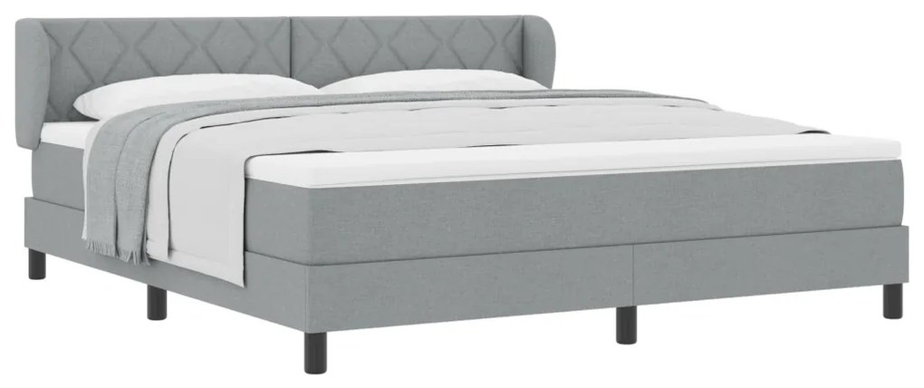 Boxspring Ágy Matrac Könnyű Szürke 180x200 cm Szövet