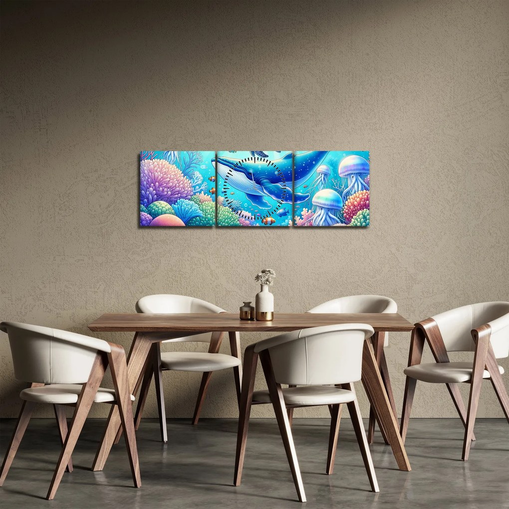 Kép – Víz alatti világ (órával) (90x30 cm)