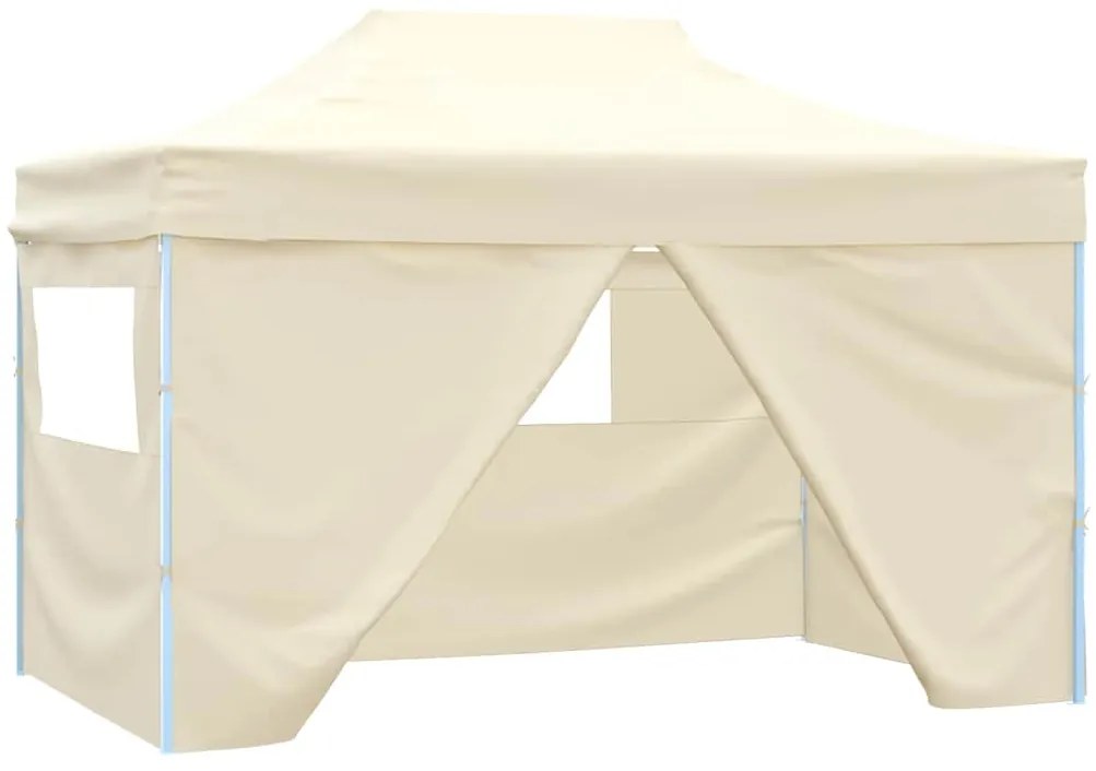 vidaXL krémszínű acél összecsukható rendezvénysátor 4 oldalfallal 3x4m