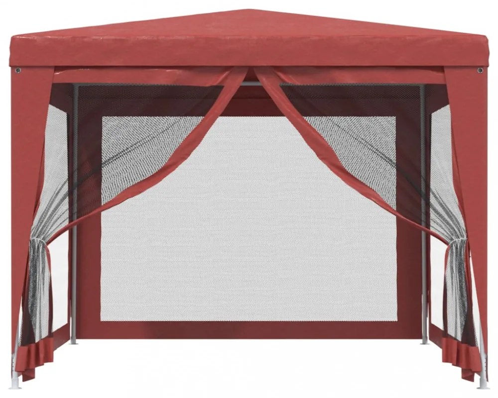 piros HDPE rendezvénysátor 4 hálós oldalfallal 3x3 m