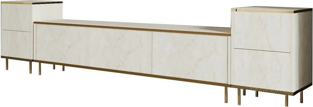 TV-szekrény szekrényekkel Imej Travertine and Gold