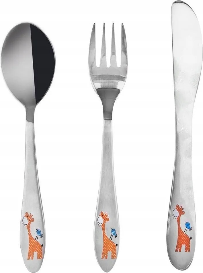 Gyerek Evőeszköz Szett Gyerek Rozsdamentes Acél Zsiráf 3 Db-os