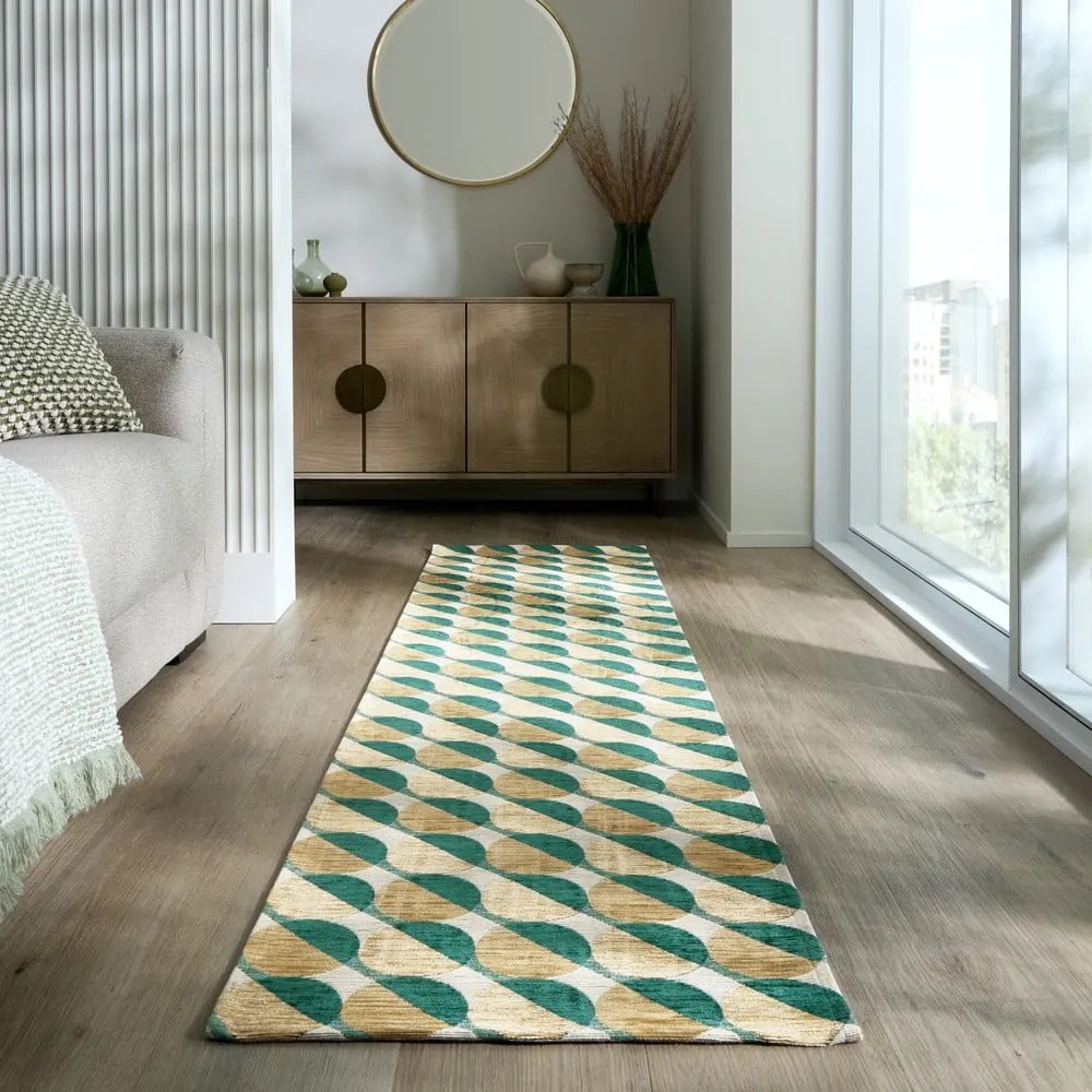 Sárga-zöld futószőnyeg 60x230 cm Carlos Circle Geo – Flair Rugs