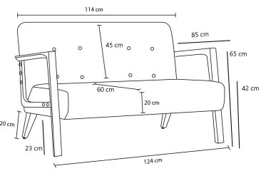 TUMI kétszemélyes szürke kanapé