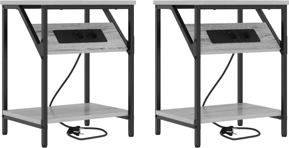 vidaXL Éjjeliszekrény 2 pcs Szürke Sonoma 38 x 30 x 48 cm Faanyag