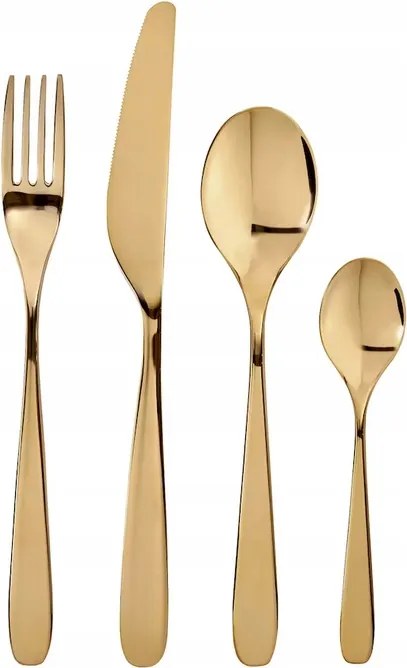 Rozsdamentes evőeszköz szett 6 személyes 24 részes arany Tillagd