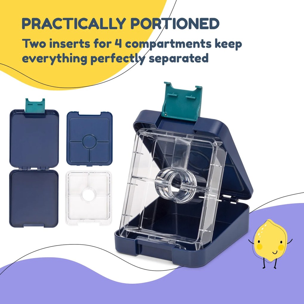 Klarstein Schmatzfatz easy, tízórais doboz, 4 rekesz, 18 x 15 x 5 cm