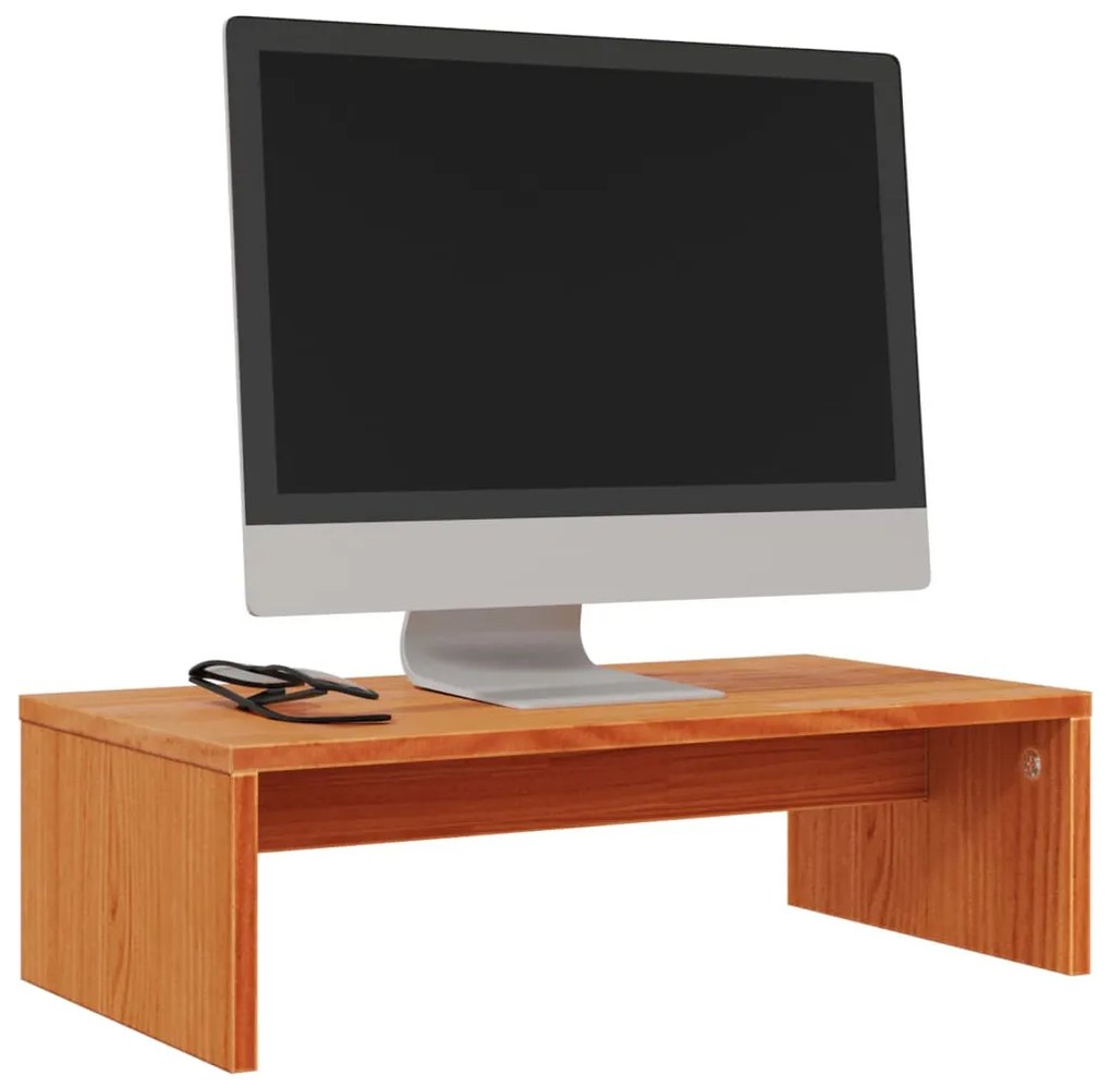 viaszbarna tömör fenyőfa monitorállvány 50x27x15 cm