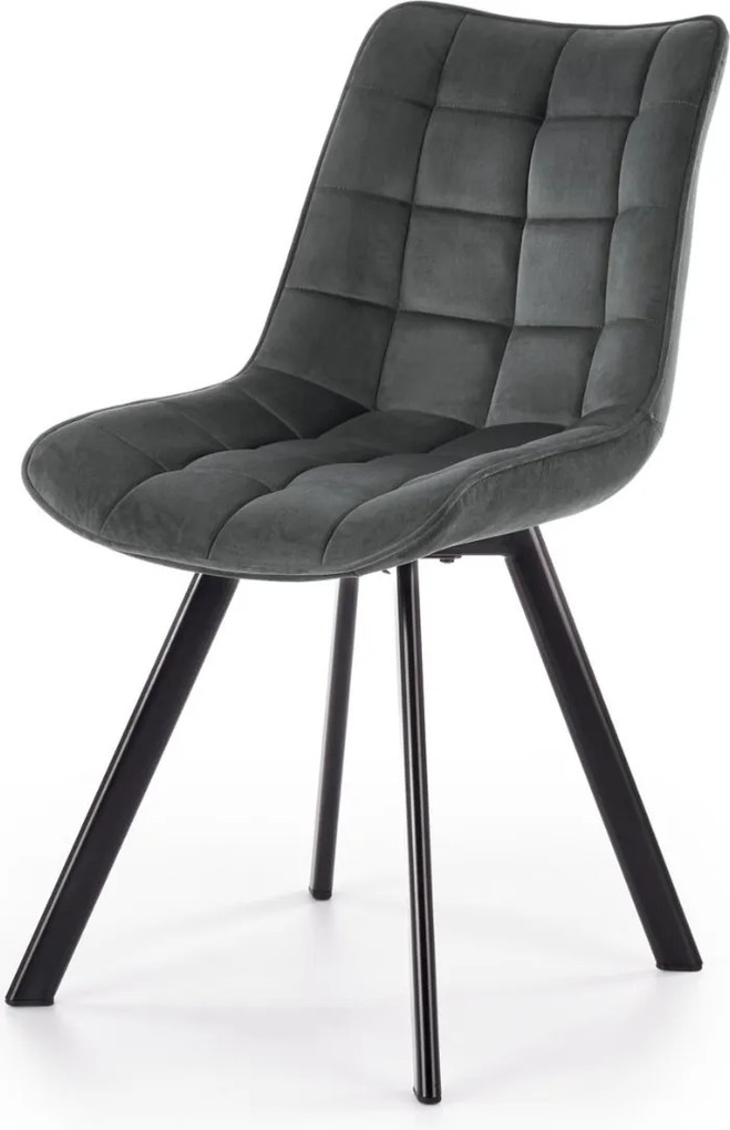 Velúr kárpitozott étkező szék konyha nappali steppelt szürke K332