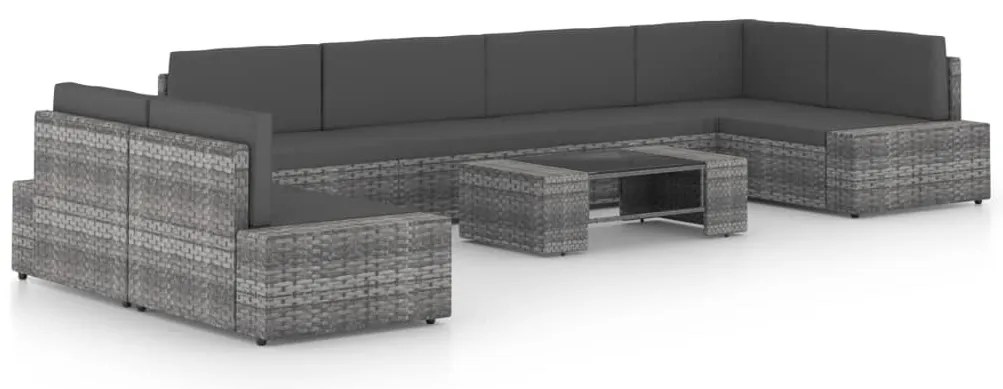 vidaXL 8 részes szürke polyrattan kerti ülőgarnitúra párnákkal