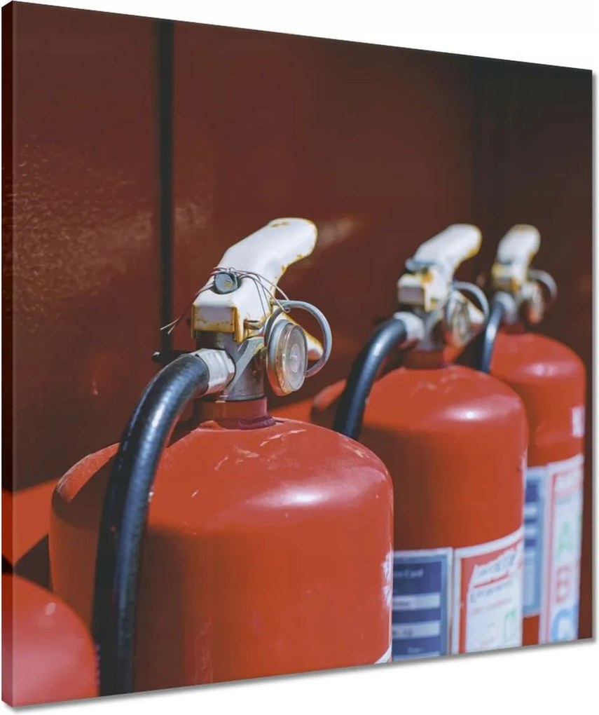 Vászonkép 50x50 Piros tűzoltó készülékek tűzoltók