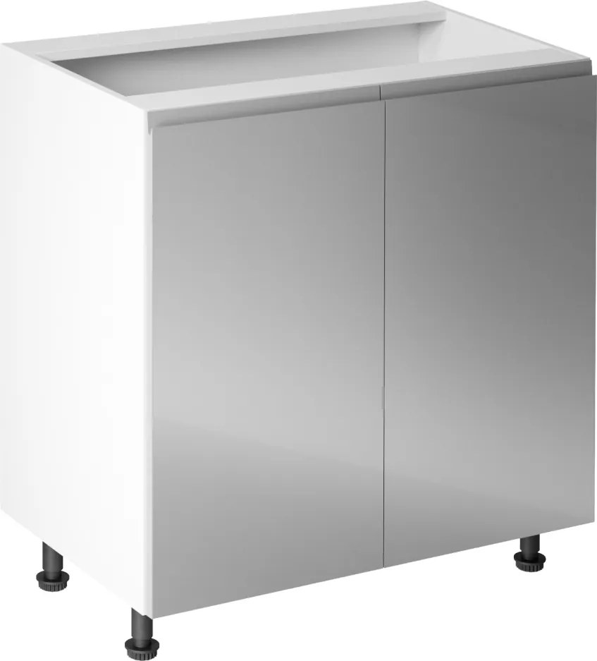 Alsószekrény, fehér/szürke extra magasfényű, AURORA D80