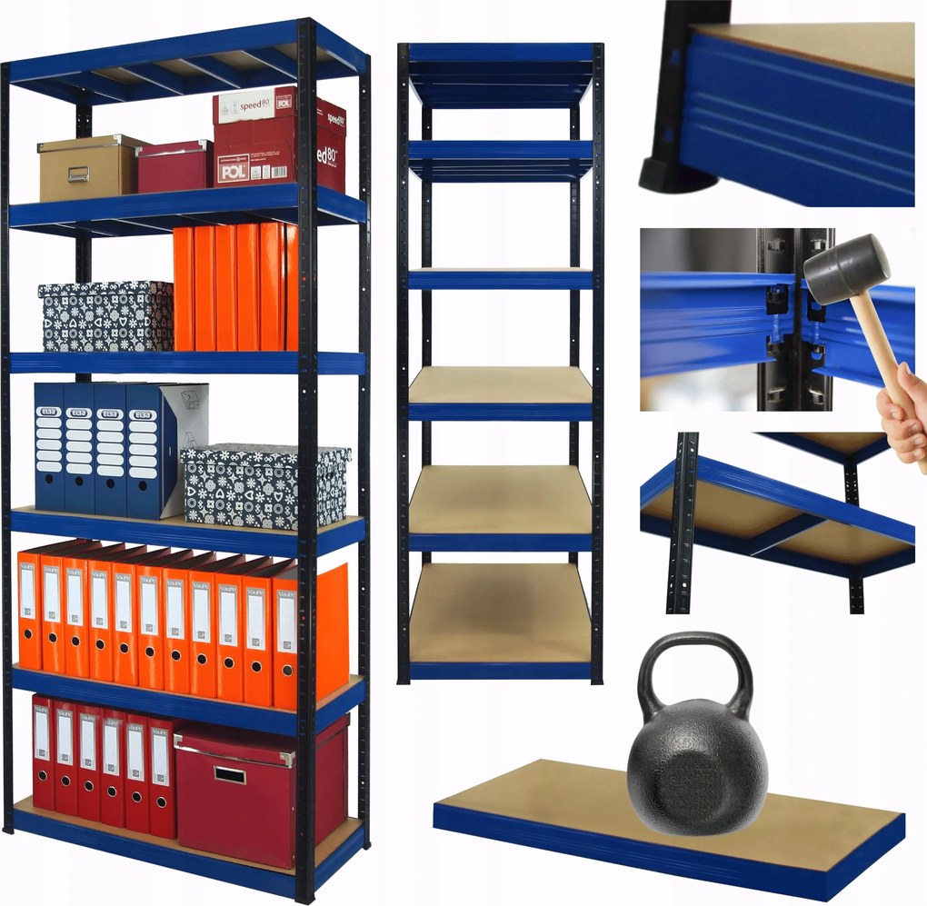 Tárolószekrény fém állvány Helios 213x100x45cm 6Px175kg 300TYS Komb