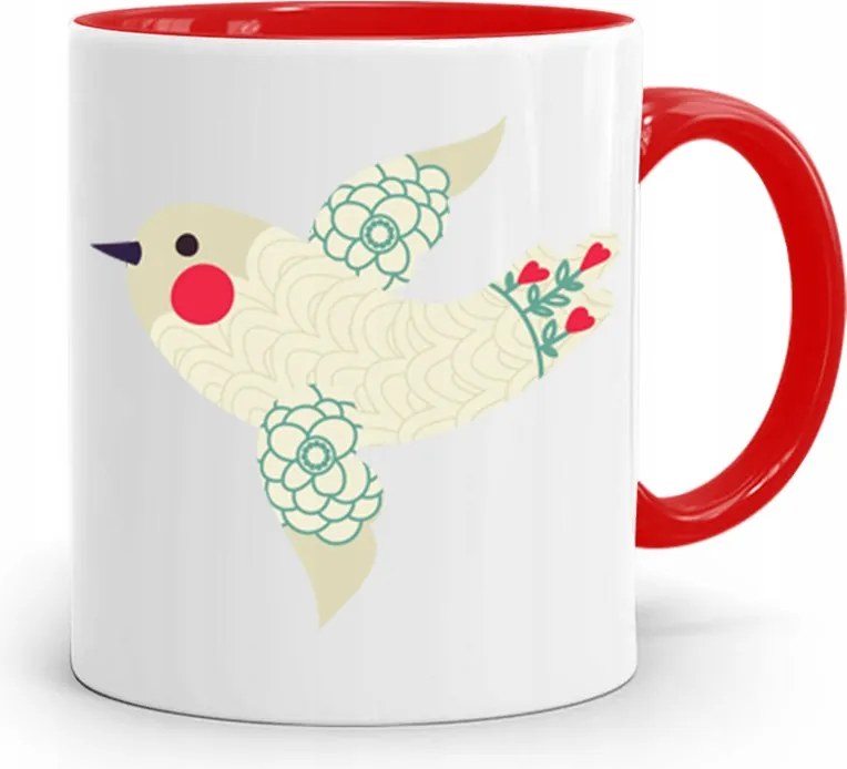 Bögre Piros Gyermeknap Madár Ajándék nyomott mintával