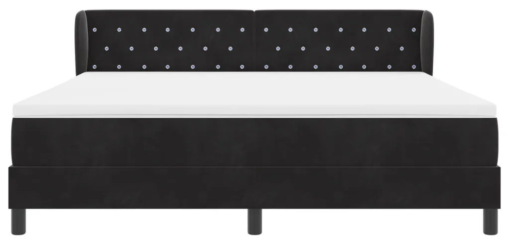 Boxspringágy Matrac Készlettel Fekete 180x200 cm Bársony