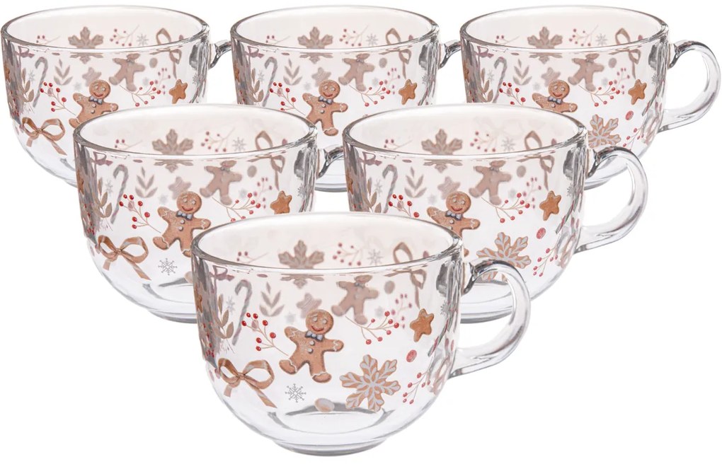 6 db Perníček üvegbögrés készlet 500 ml