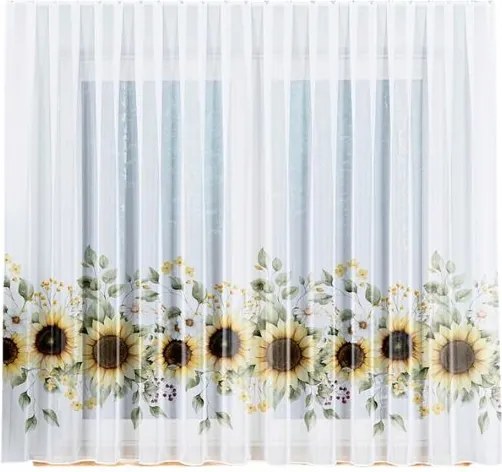 Függöny Fátyol Fehér Napraforgó Függöny Konyha Finom Szalaggal Sz.280x145