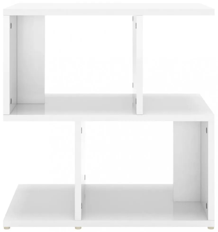 2 db magasfényű fehér szerelt fa éjjeliszekrény 50x30x51,5cm