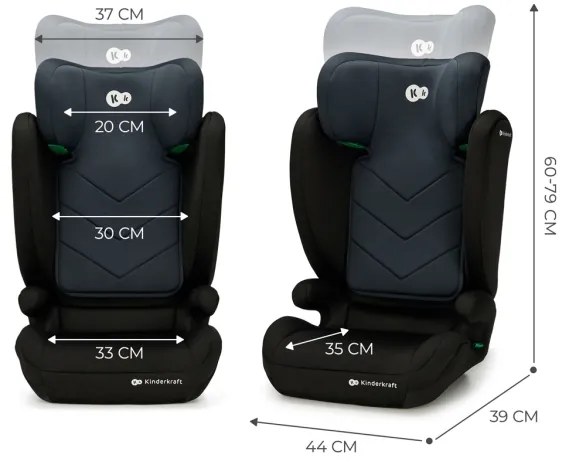 KINDERKRAFT - Autósülés I-SPARK i-Méret (100-150 cm) fekete
