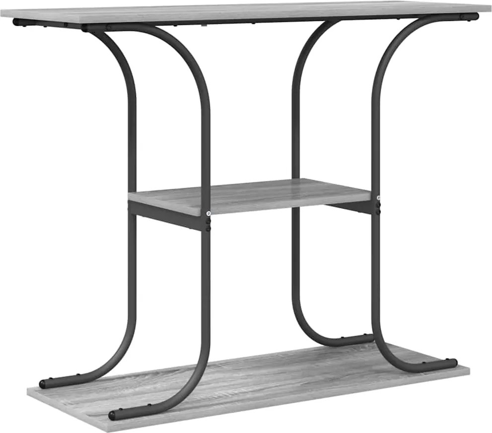 vidaXL Konzolasztal polcokkal Szürke Sonoma 101 x 35 x 80,5 cm Faanyag