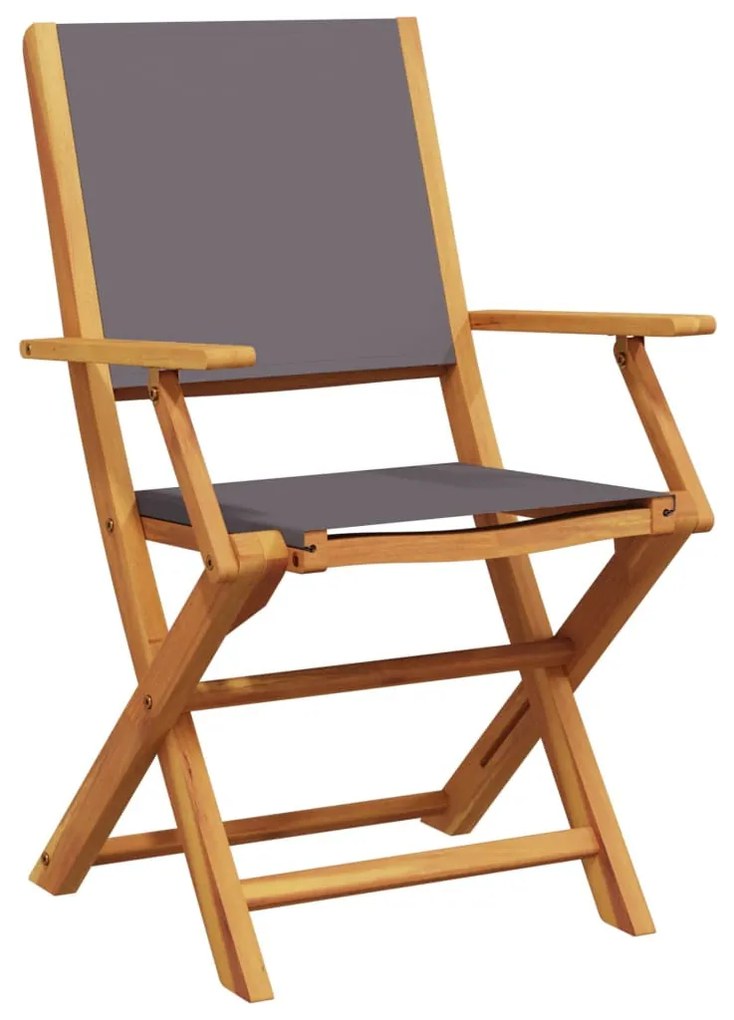 6 db antracitszürke szövet és tömör fa összecsukható kerti szék