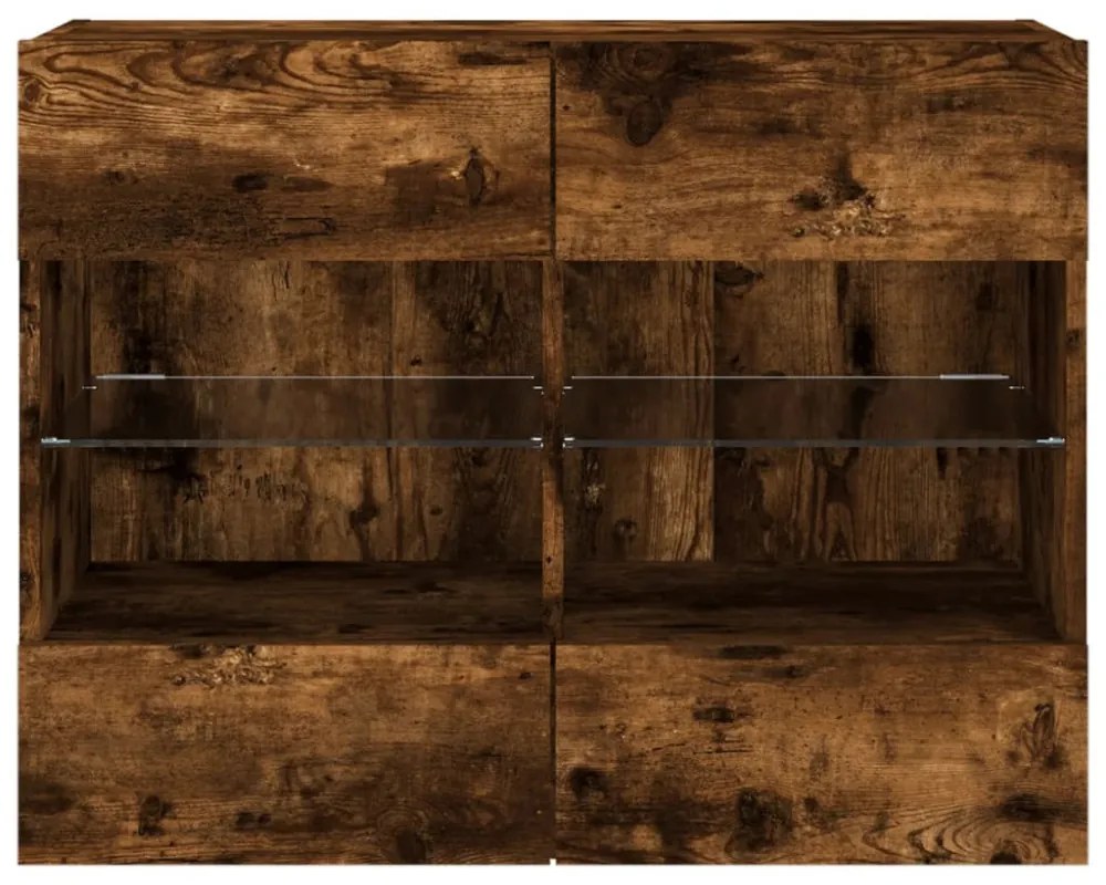 füstös tölgy színű fali TV-szekrény LED-ekkel 78,5x30x60,5 cm