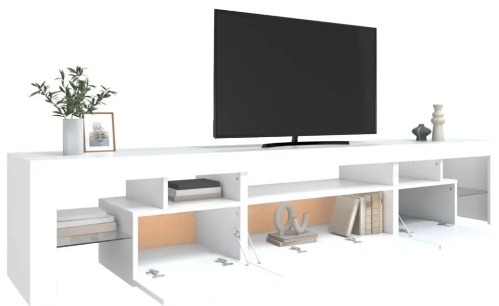 fehér TV-szekrény LED-lámpákkal 215x36,5x40 cm