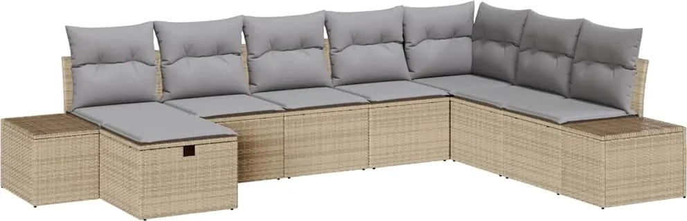 vidaXL Kerti Kanapé Szett 8 pcs Bézs 55 x 62 x 69 cm Poli rattan