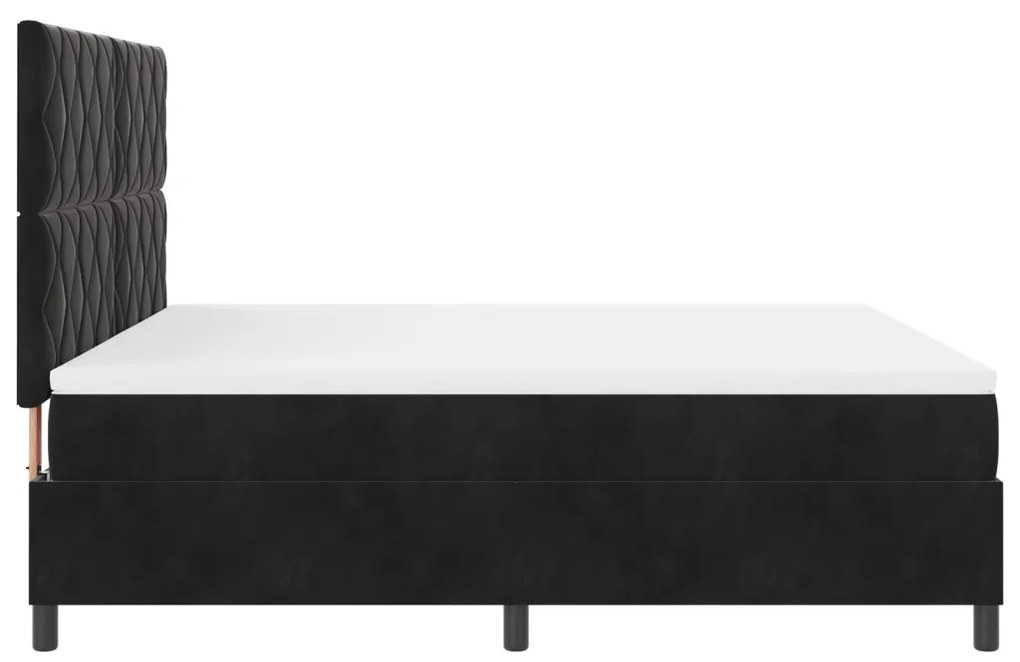 Box Spring Ágy Mattal Fekete Szuper Király Bársony