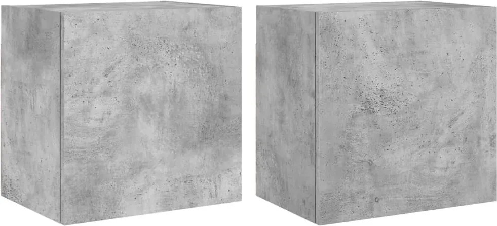 vidaXL 2 db betonszürke szerelt fa fali TV-szekrény 40,5 x 30 x 40 cm