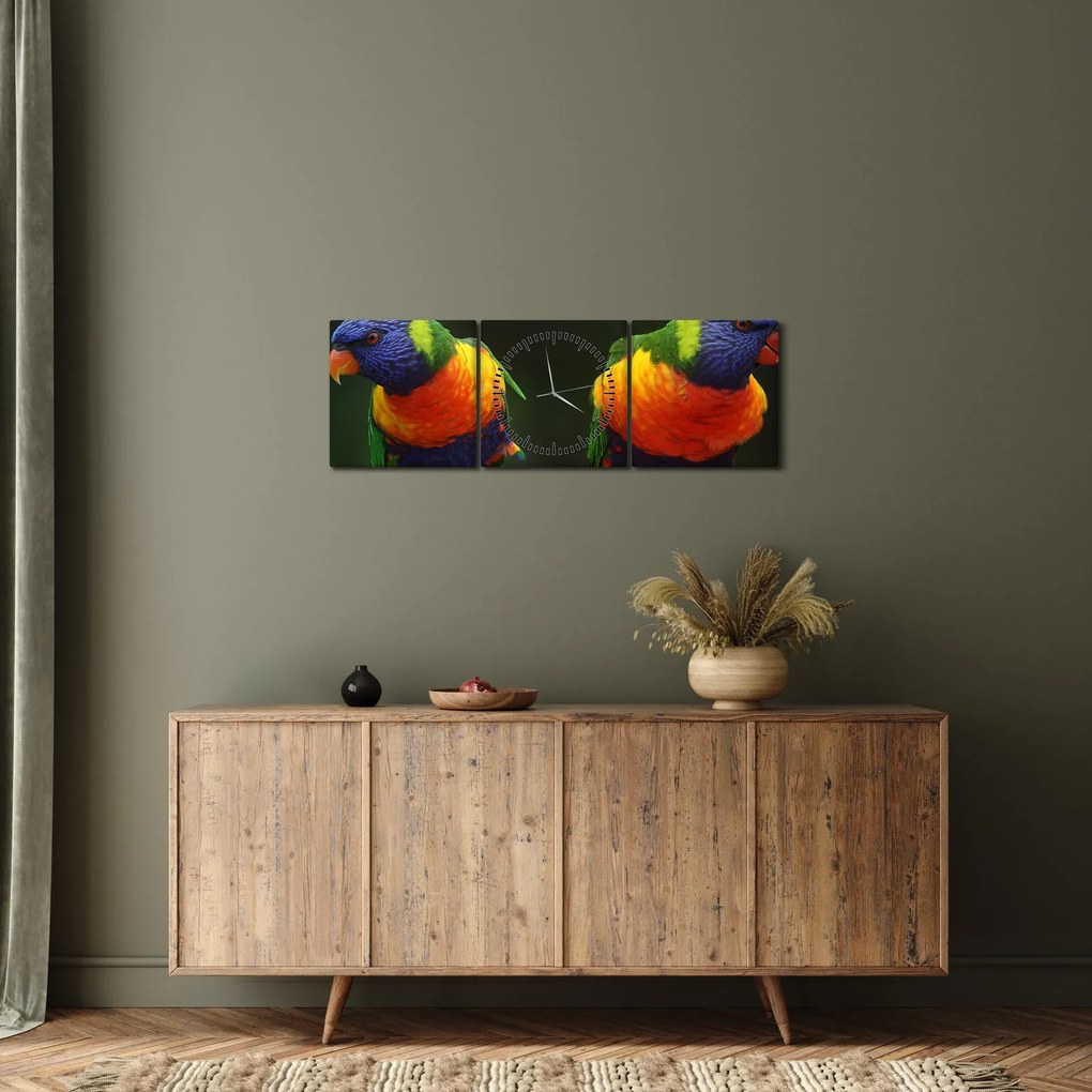 Papagájok képe (órával) (90x30 cm)