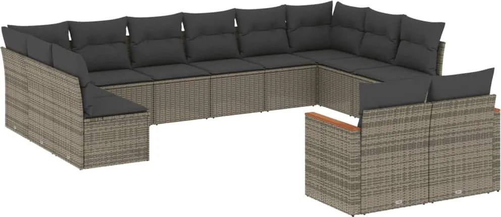 vidaXL 12 részes szürke polyrattan kerti ülőgarnitúra párnákkal