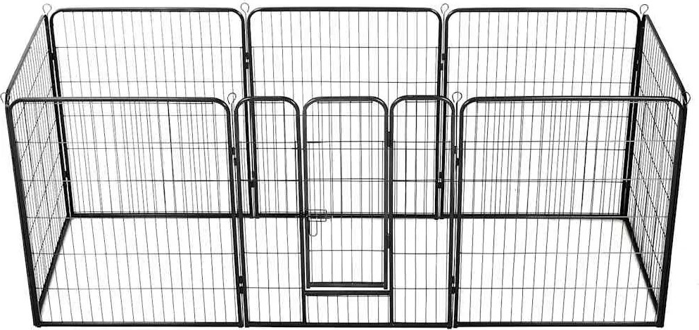 vidaXL fekete színű acél kutyakennel 8 panelből 80 x 100 cm