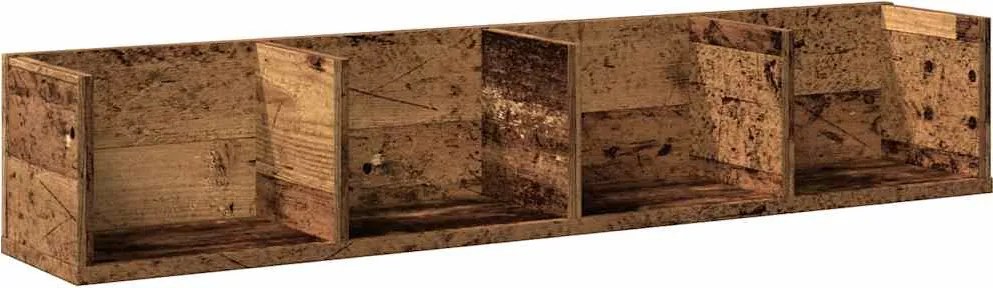 vidaXL antik fa színű szerelt fa CD-tartó fali polc 100 x 18 x 18 cm