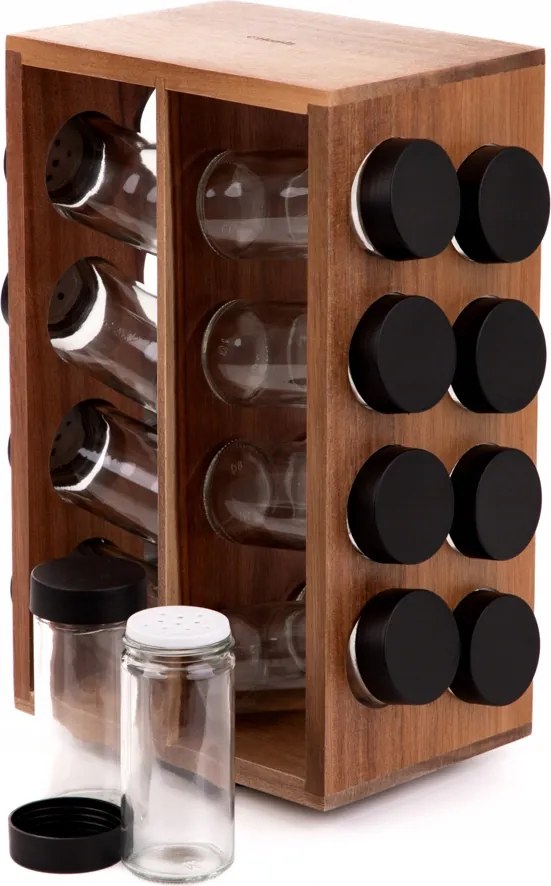 Lenne fűszertartó szett forgatható állványon 16 db 28x17cm Homla