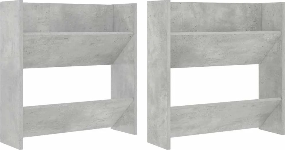 vidaXL 2 db betonszürke fali cipősszekrény 60 x 18 x 60 cm