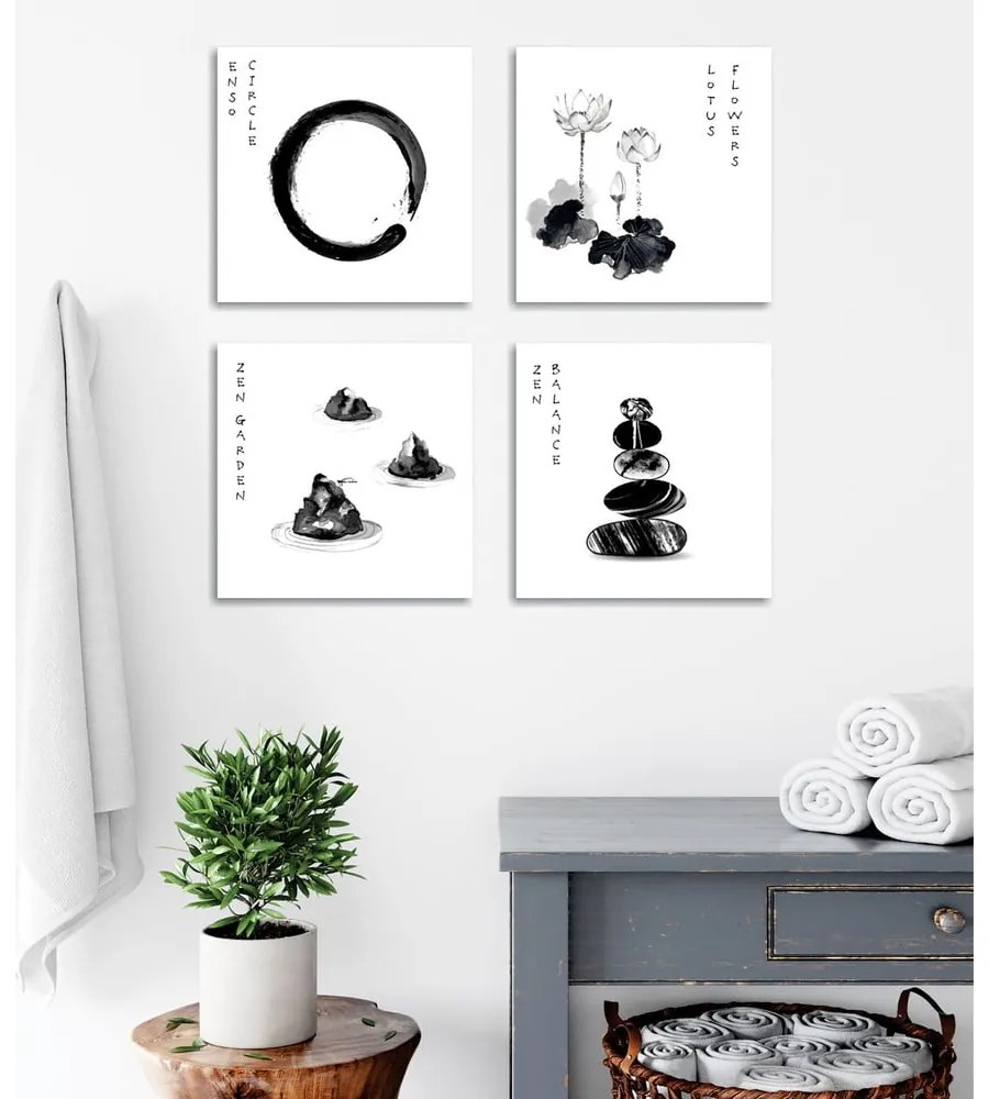 Kép szett 4 db-os 30x30 cm Japanese Zen – Wallity