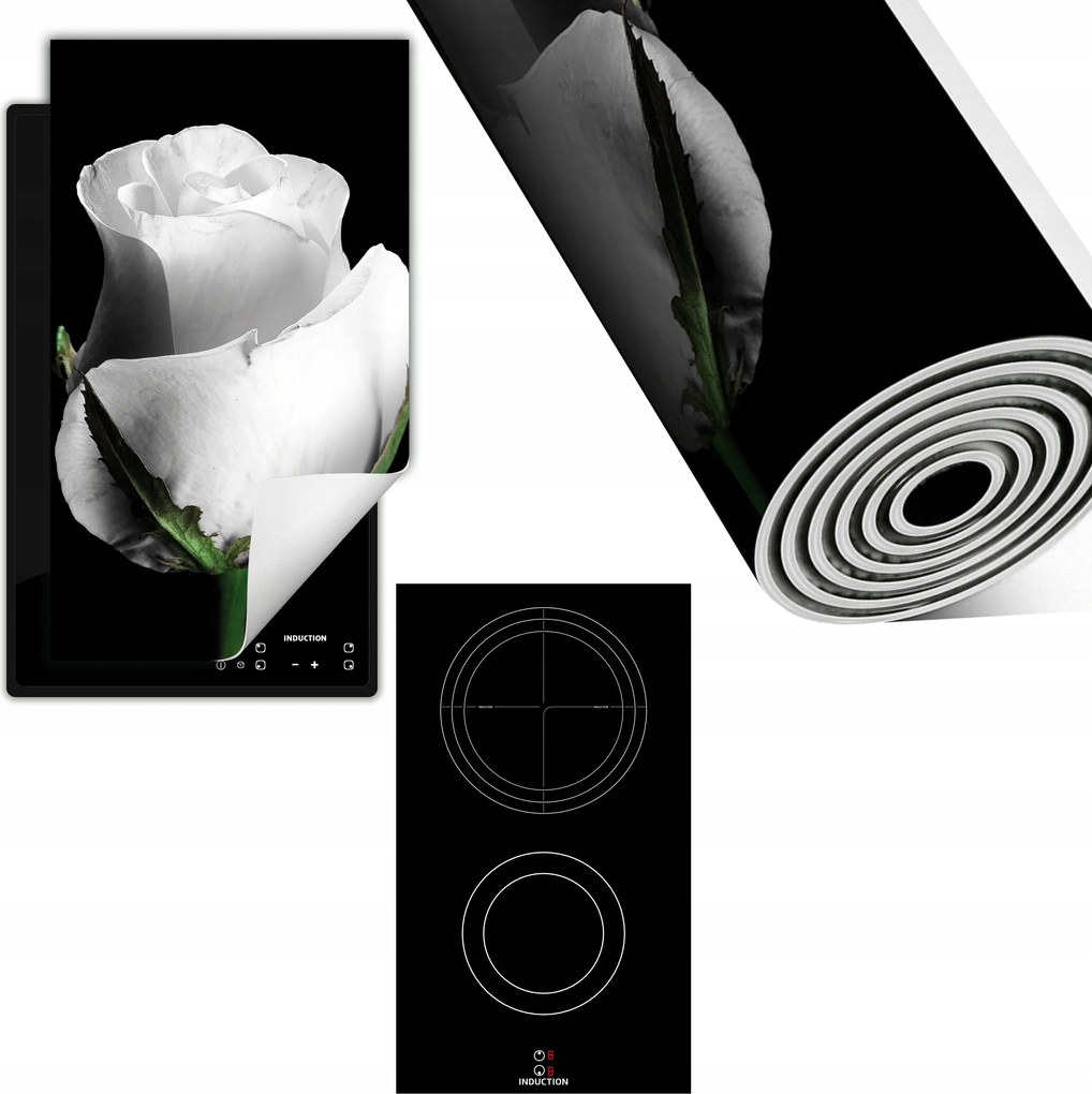 Indukciós Védőszőnyeg Konyhapult 30x52 fekete rózsa