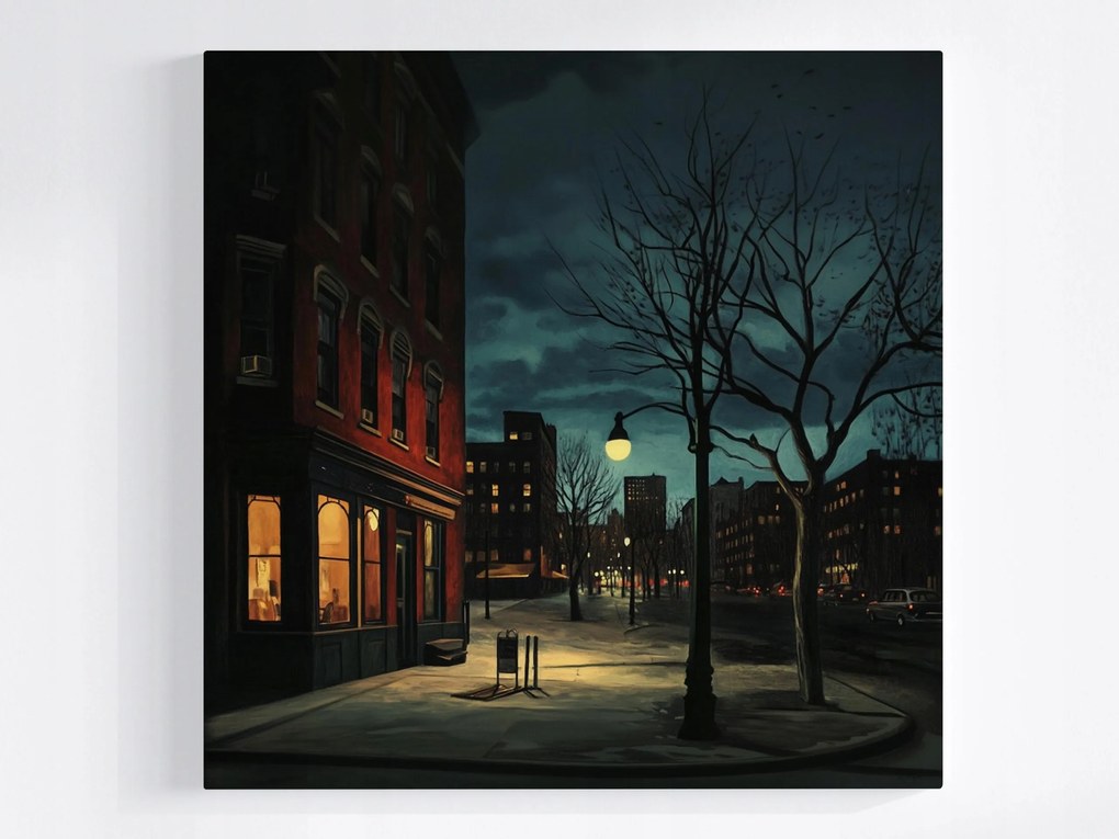 Poszter Város Utca Lámpa Fény Éjszaka Sötét 40x40