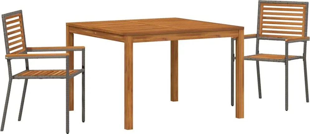 vidaXL Kert étkező szett 3 pcs Szürke Tömör Akácfa