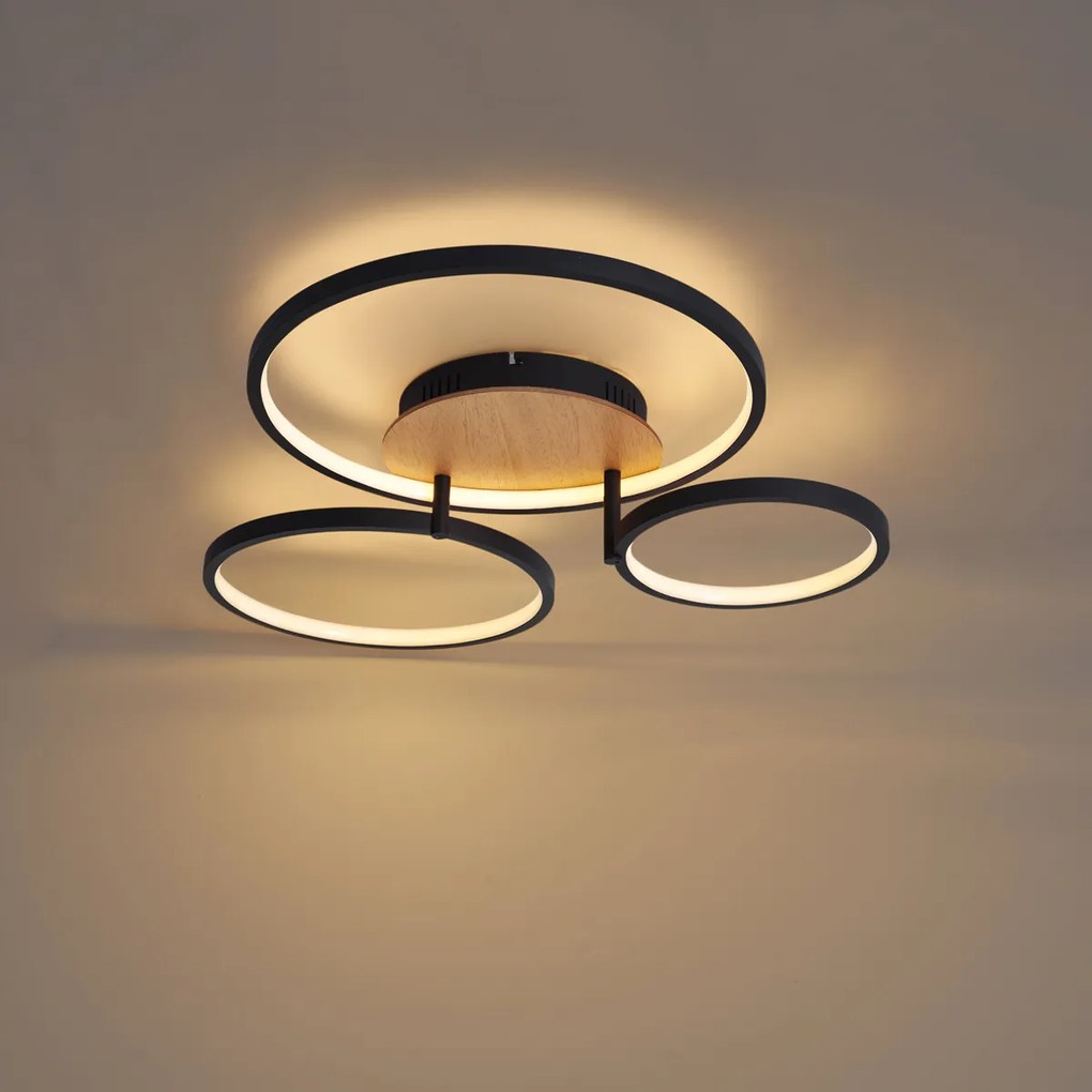 Modern fa mennyezeti lámpa LED-del, 3 fokozatban dimmelhető, 3 égős - Rondas