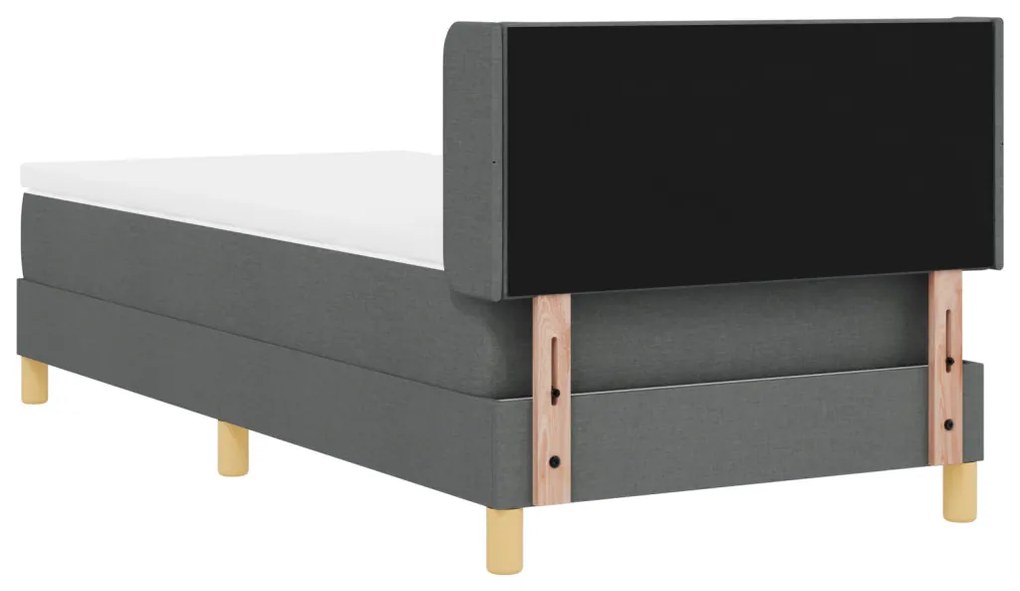 Boxspring ágy matraccal, sötétszürke, 90 x 200 cm, textil