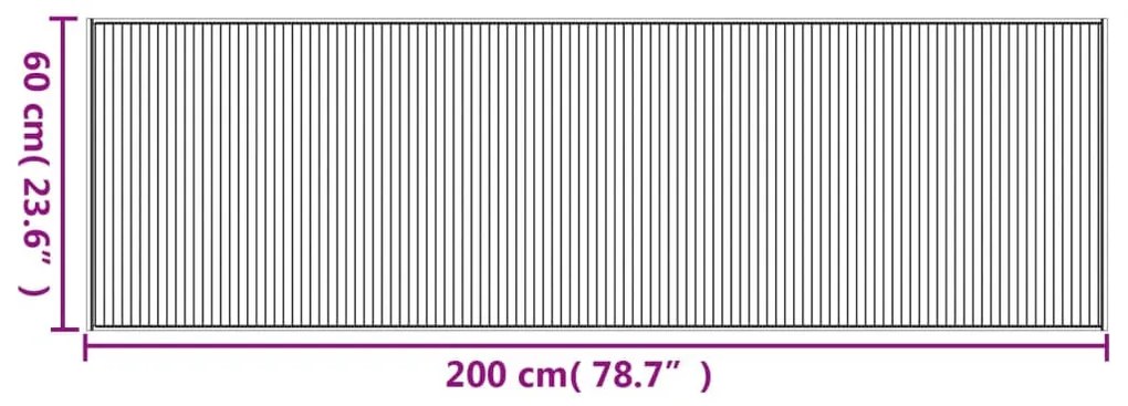 négyszögletű barna bambusz szőnyeg 60 x 200 cm