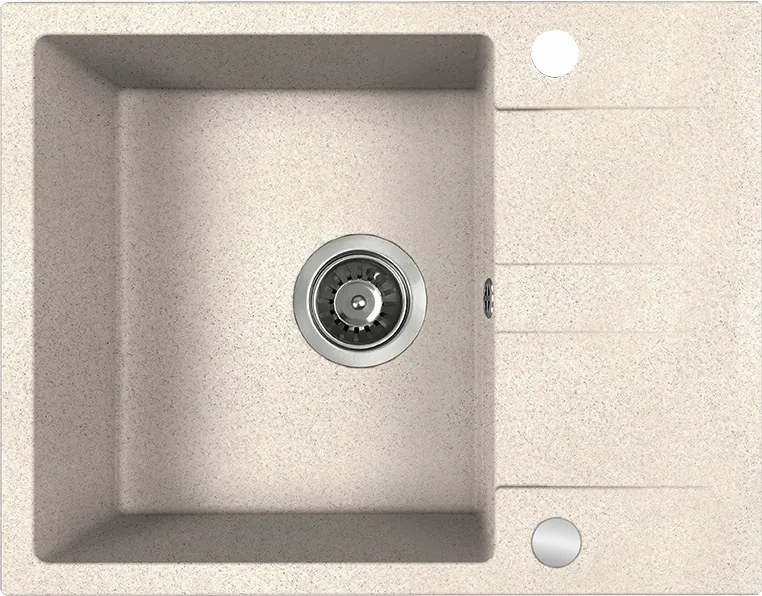 Gránit mosogató Laut 1 kamrás, félcsepegtetővel, bézs