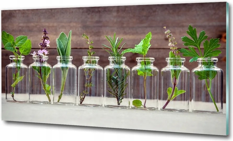 Fotó üvegkép Növények befőttes üvegekben 125x50