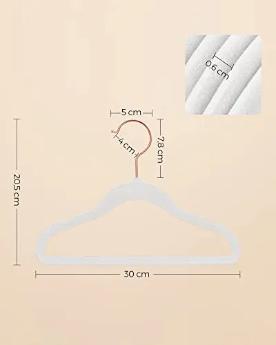 50 darabos csomag gyerek bársony fogasok rózsaarany horgokkal, fehér