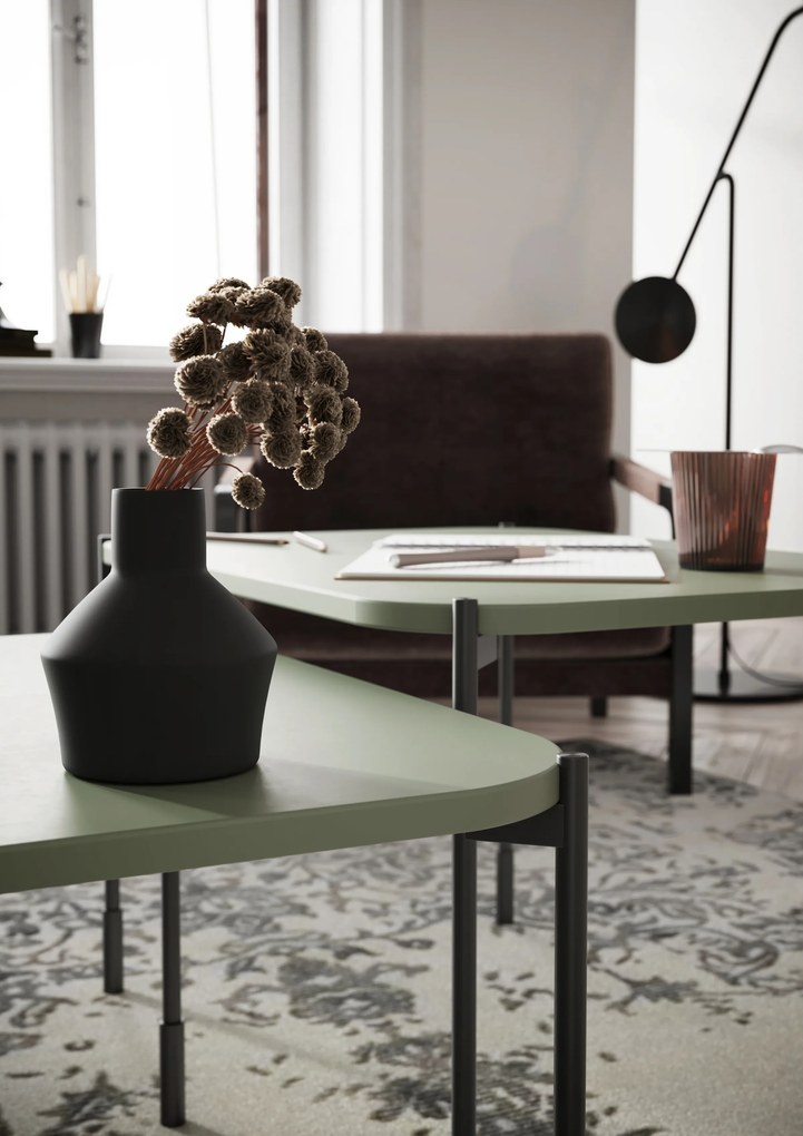 Sonatia dohányzóasztal 70 cm téglalap alakú fém lábakkal - olíva