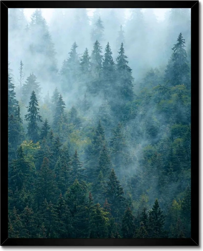 Poszter fekete keretben 40x50 Erdő a ködben Utazás