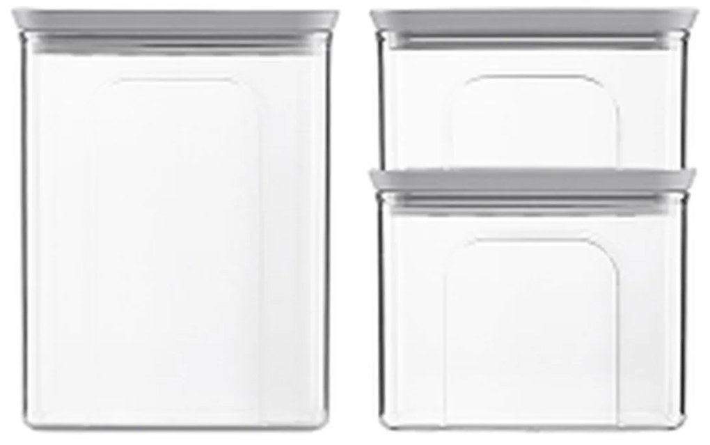 STEFANPLAST 3 darabos Tosca téglalap alakú tálak készlet, átlátszó/szürke